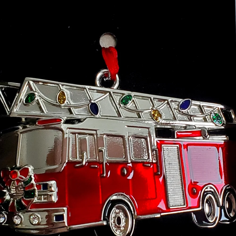 Christmas Tree Holiday Ornament Brilliant Bright Red Fire Engine Truck 3.5' - Picture 12 of 16